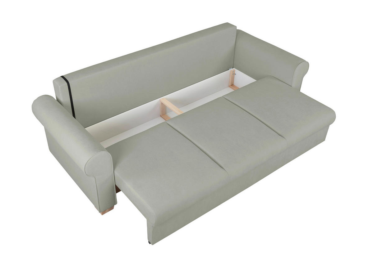 SCHLAFSOFA in Chenille Grau  - Buchefarben/Grau, Design, Holz/Textil (240/94/98cm) - MID.YOU