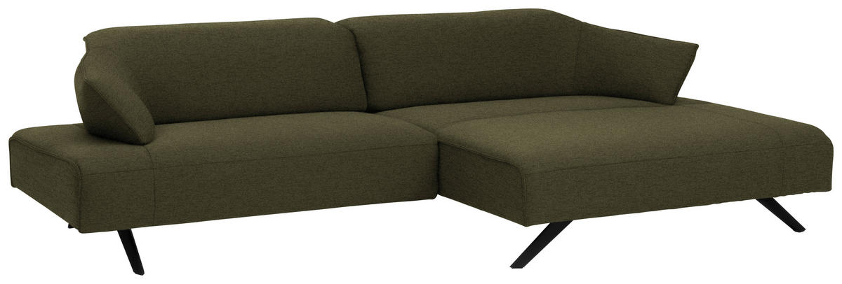 ECKSOFA in Struktur Olivgrün  - Anthrazit/Olivgrün, Design, Textil/Metall (276/165cm) - Himolla