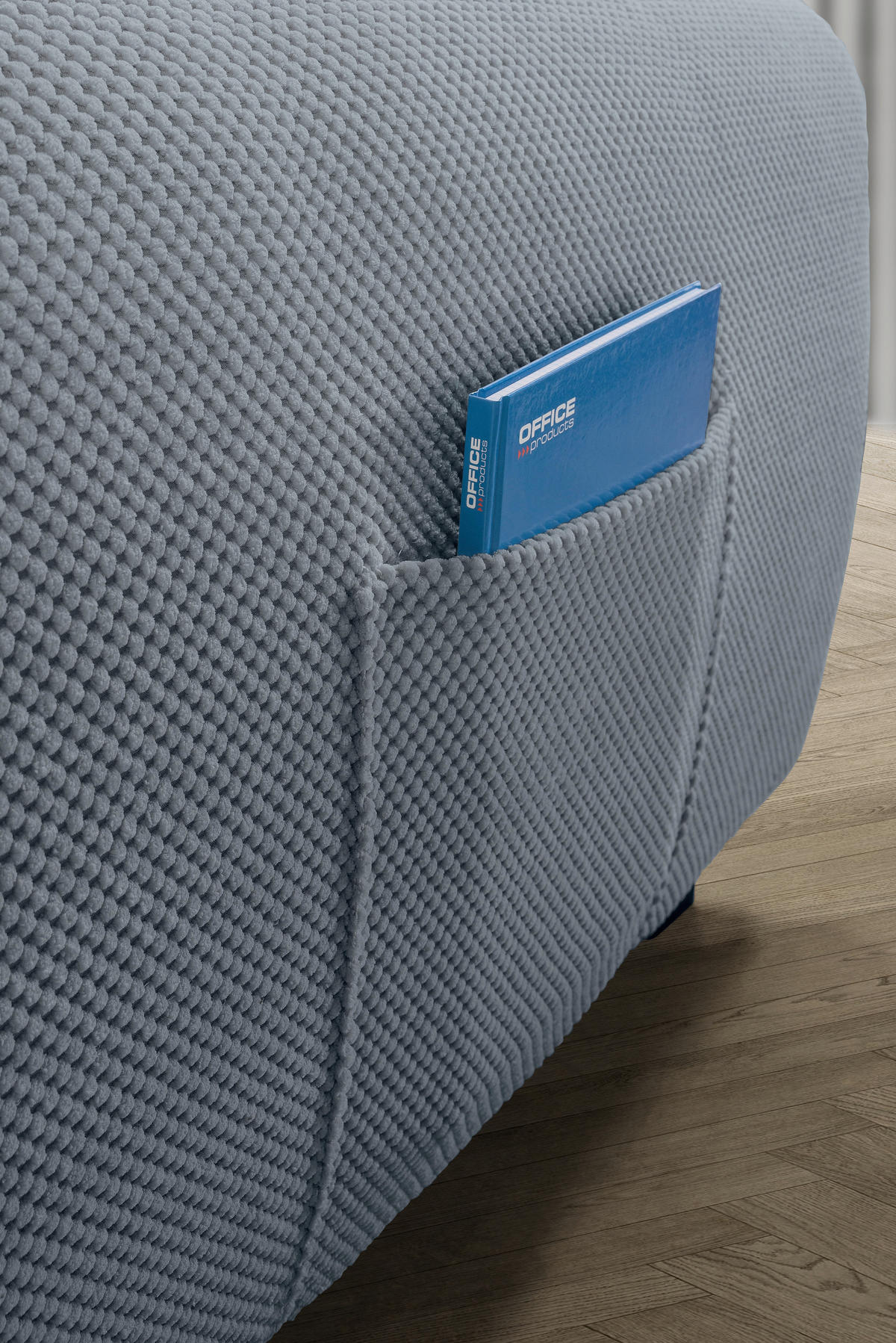 ECKSOFA Blaugrau Plüsch  - Blaugrau/Schwarz, KONVENTIONELL, Kunststoff/Textil (175/249cm) - Carryhome