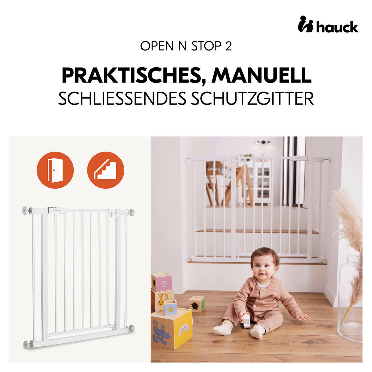 TÜRSCHUTZGITTER  - Weiß, Basics, Kunststoff/Metall (75- 80/77/4cm) - Hauck