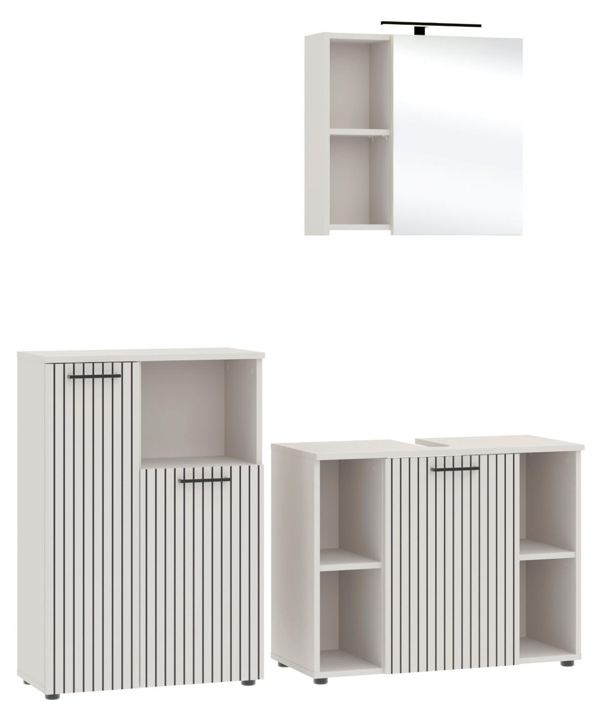 BADEZIMMER 3-teilig  in 155 cm  - Kaschmir/Schwarz, Trend, Glas/Holzwerkstoff (155cm) - Respekta