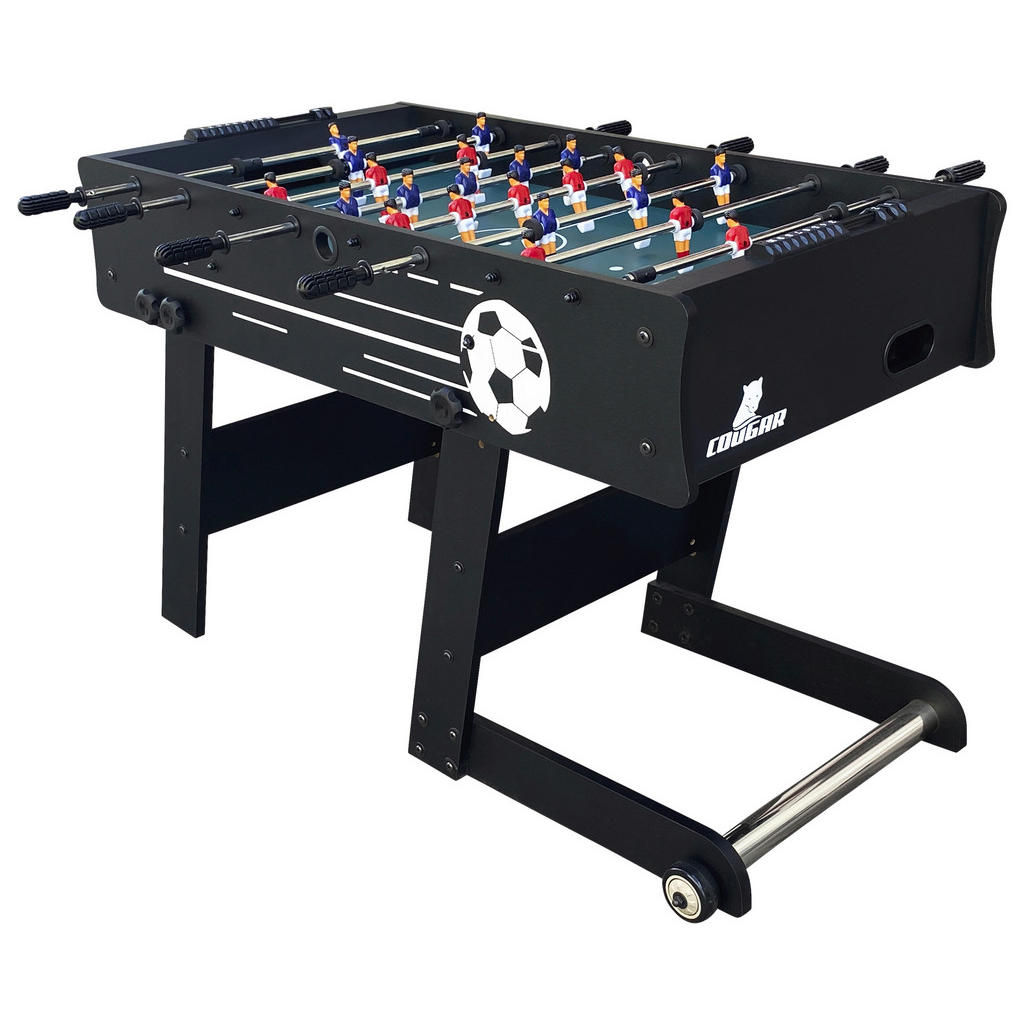 Tischfußball Holz Schwarz 2 Bälle, klappbar