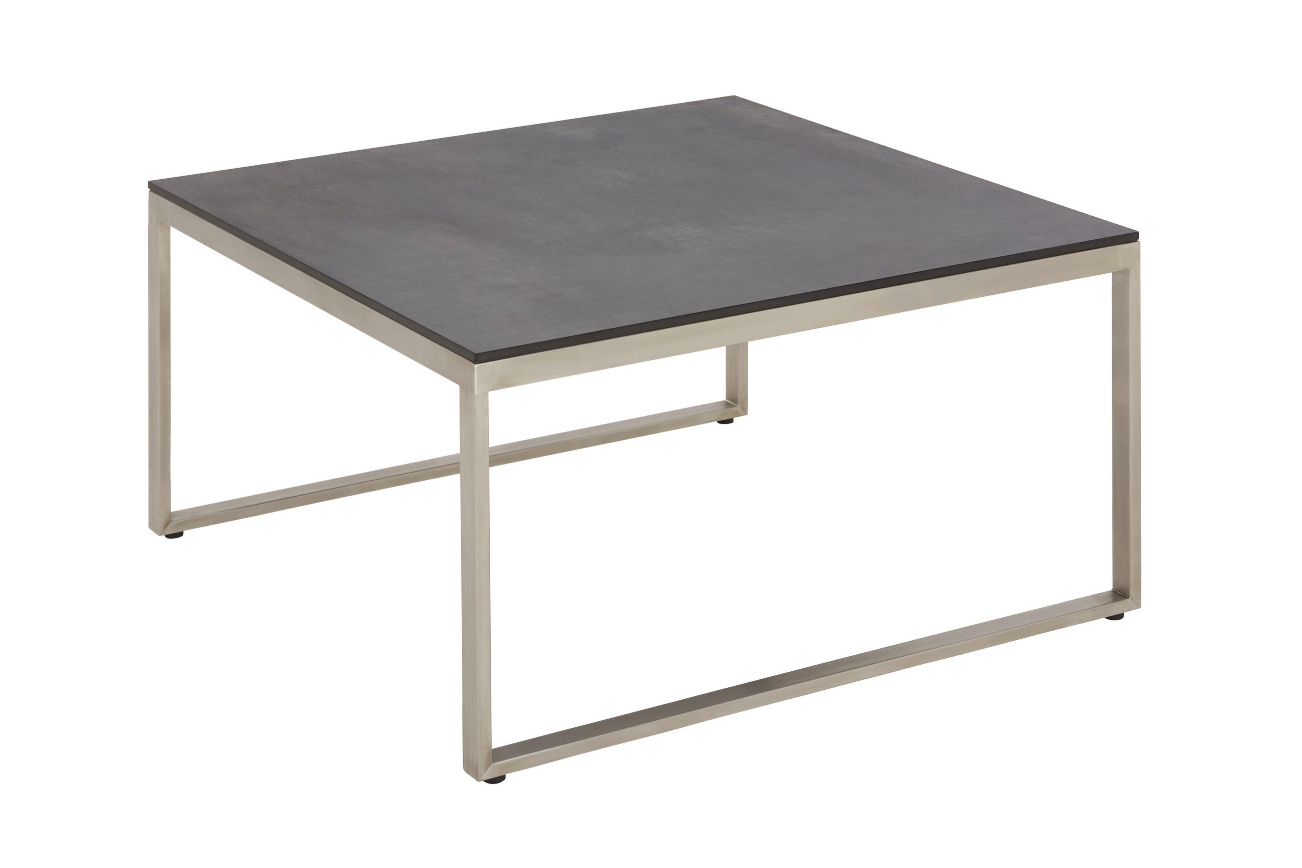 MASĂ DE LOUNGE  - culoare inox/maro închis, Design, plastic/metal (76/76/43cm) - Amatio