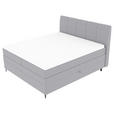 BOXSPRINGBETT 180/200 cm  in Hellgrau  - Hellgrau/Schwarz, KONVENTIONELL, Textil/Metall (180/200cm) - Carryhome