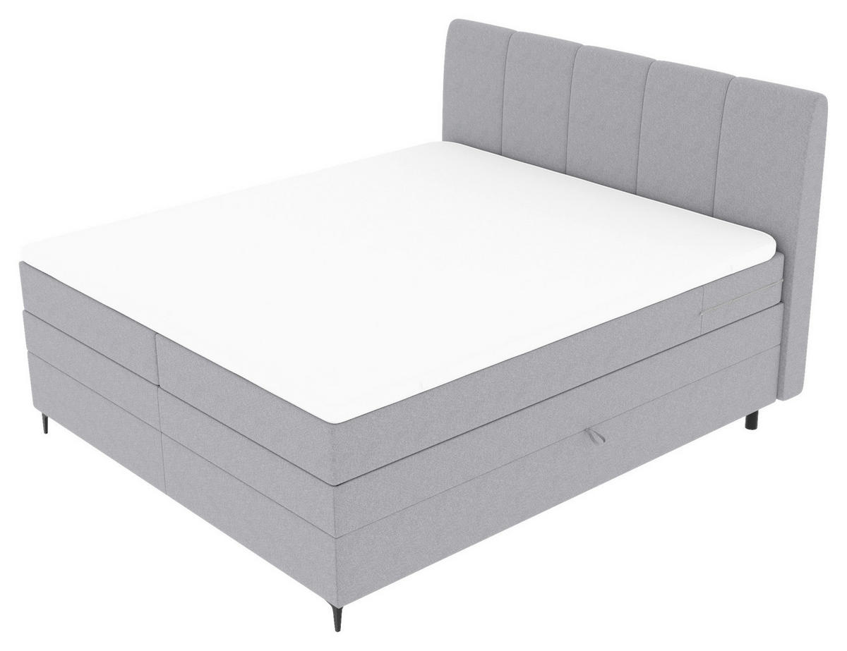 BOXSPRINGBETT 180/200 cm  in Hellgrau  - Hellgrau/Schwarz, KONVENTIONELL, Textil/Metall (180/200cm) - Boxxx