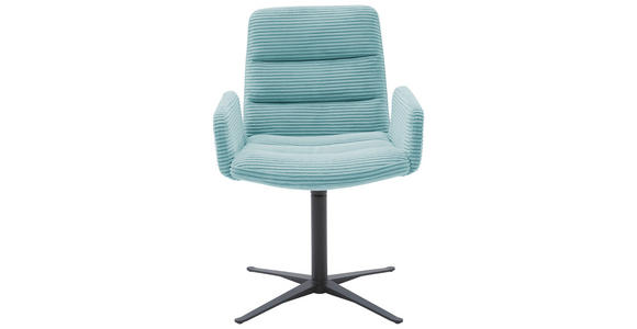 ARMLEHNSTUHL in Cord - Petrol/Schwarz, Design, Textil/Metall (61/88/66cm) - Dieter Knoll