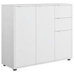 KOMMODE , 106,7/87/35,3 cm, 3 Schublade(n)  - Weiß Hochglanz/Schwarz, Design, Holzwerkstoff/Kunststoff (106,7/87/35,3cm) - Carryhome