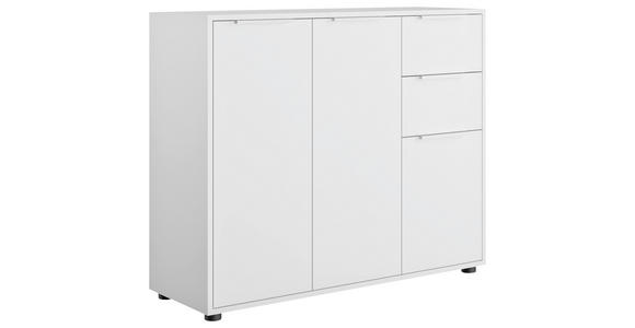 KOMMODE , 106,7/87/35,3 cm, 3 Schublade(n)  - Weiß Hochglanz/Schwarz, Design, Holzwerkstoff/Kunststoff (106,7/87/35,3cm) - Carryhome