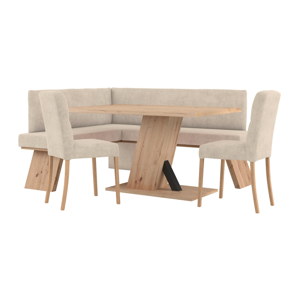 ECKBANK Webstoff Beige   - Eichefarben/Beige, KONVENTIONELL, Textil (140cm) - Livetastic