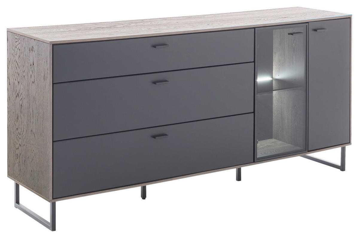 SIDEBOARD 178/84/44 cm  - svart/antracit, Design, metall/trämaterial (178/84/44cm) - MID.YOU