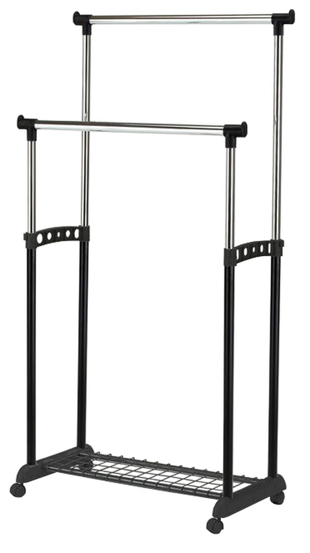 GURULÓS RUHAÁLLVÁNY fekete, króm 85/100-178/43 cm   - króm/fekete, Basics, műanyag/fém (85/100-178/43cm) - Boxxx
