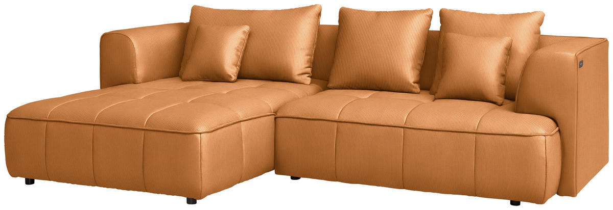 ECKSOFA Feincord Currygelb  - Currygelb/Schwarz, Design, Kunststoff/Textil (188/288cm) - Welnova