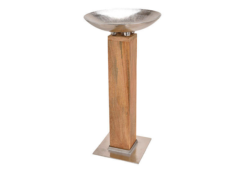 DEKOSÄULE  - Silberfarben/Braun, KONVENTIONELL, Holz/Metall (50/90/50cm)