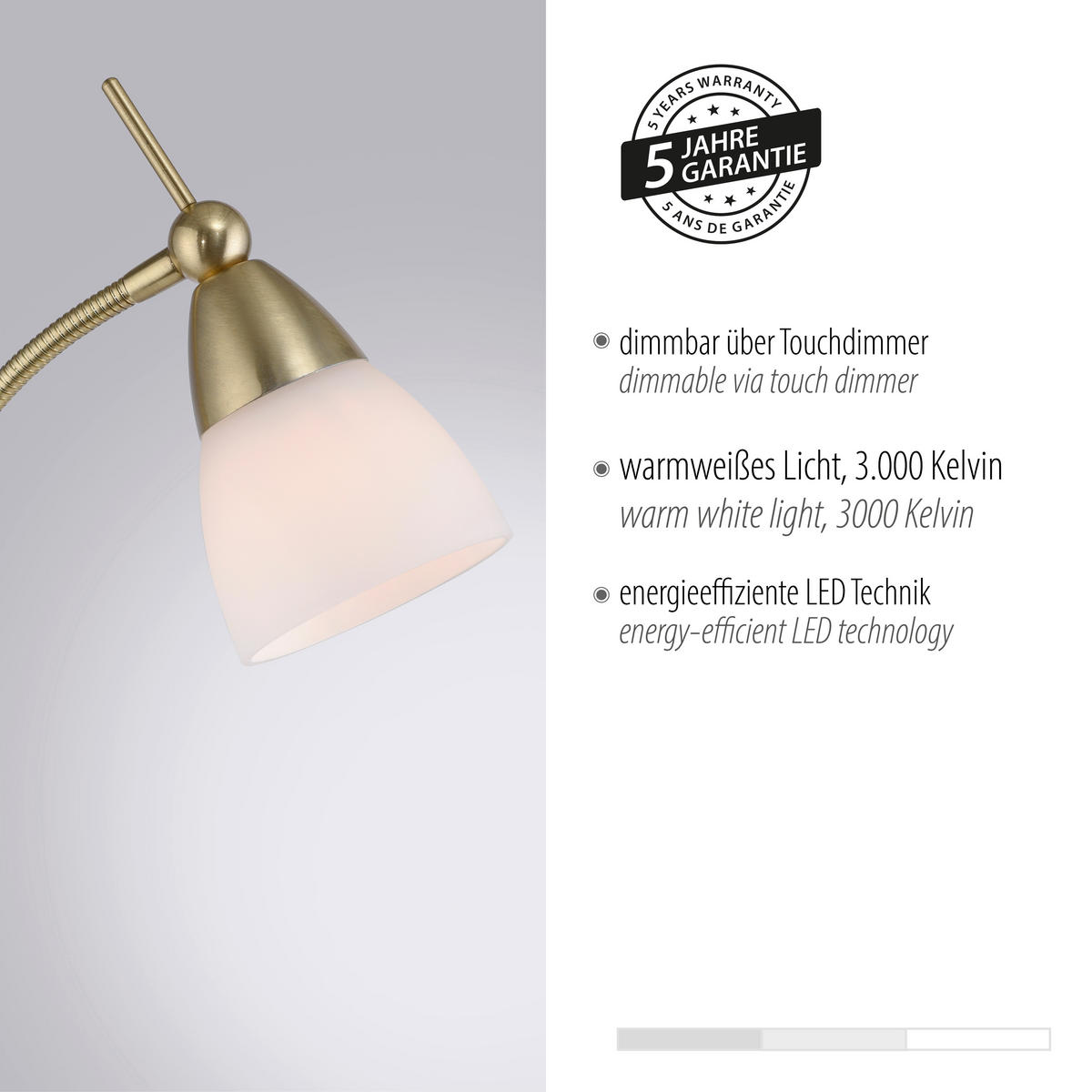 LED-STEHLEUCHTE 74/74/163 cm    - Messingfarben, Basics, Glas/Metall (74/74/163cm) - Paul Neuhaus