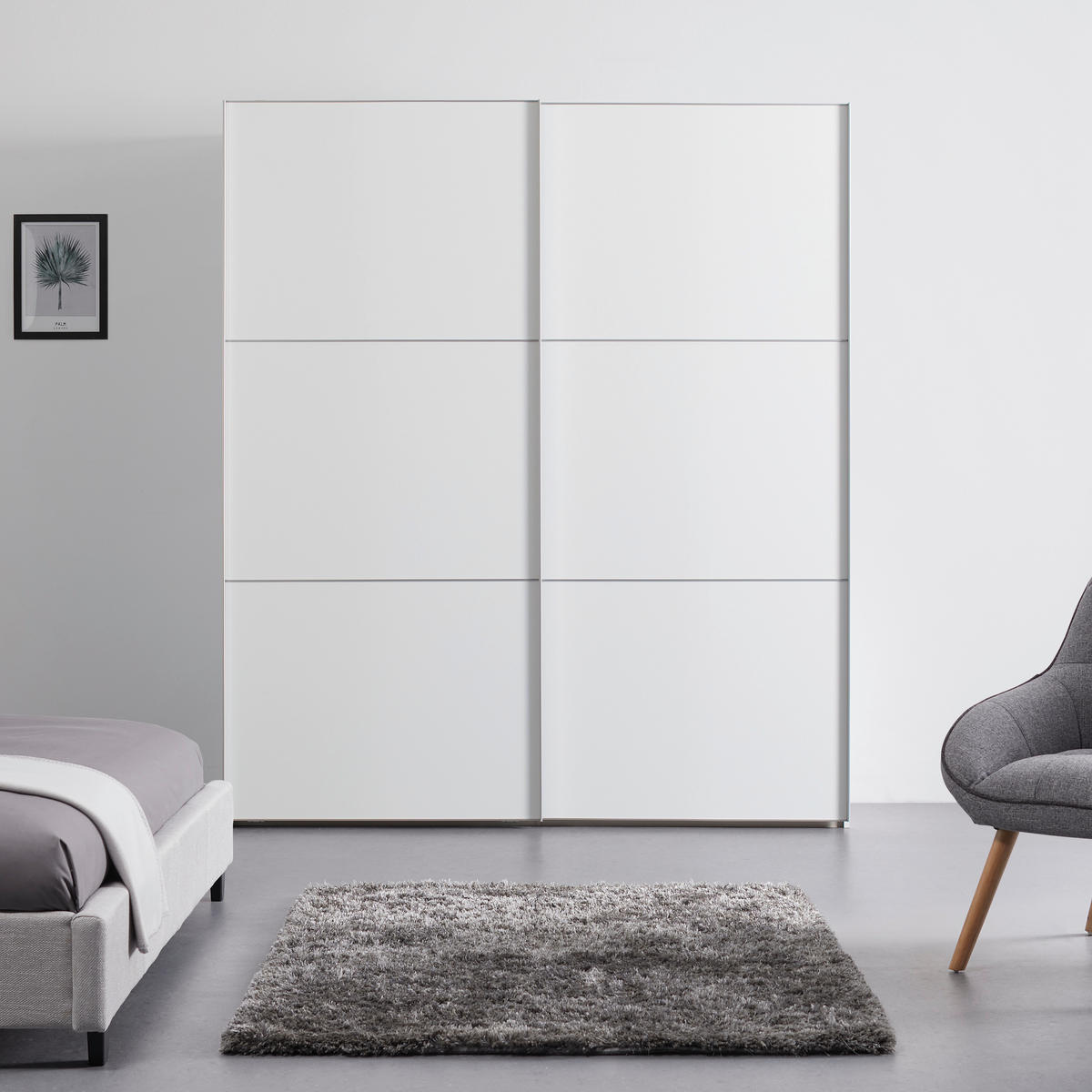 SCHWEBETÜRENSCHRANK in Weiss  - Weiss/Alufarben, Holzwerkstoff/Metall (188/222/68cm) - Moderano