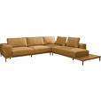 ECKSOFA  in Leinwand Karamell  318/271 cm  - Karamell/Schwarz, Design, Textil/Metall (318/271cm) - Belluti
