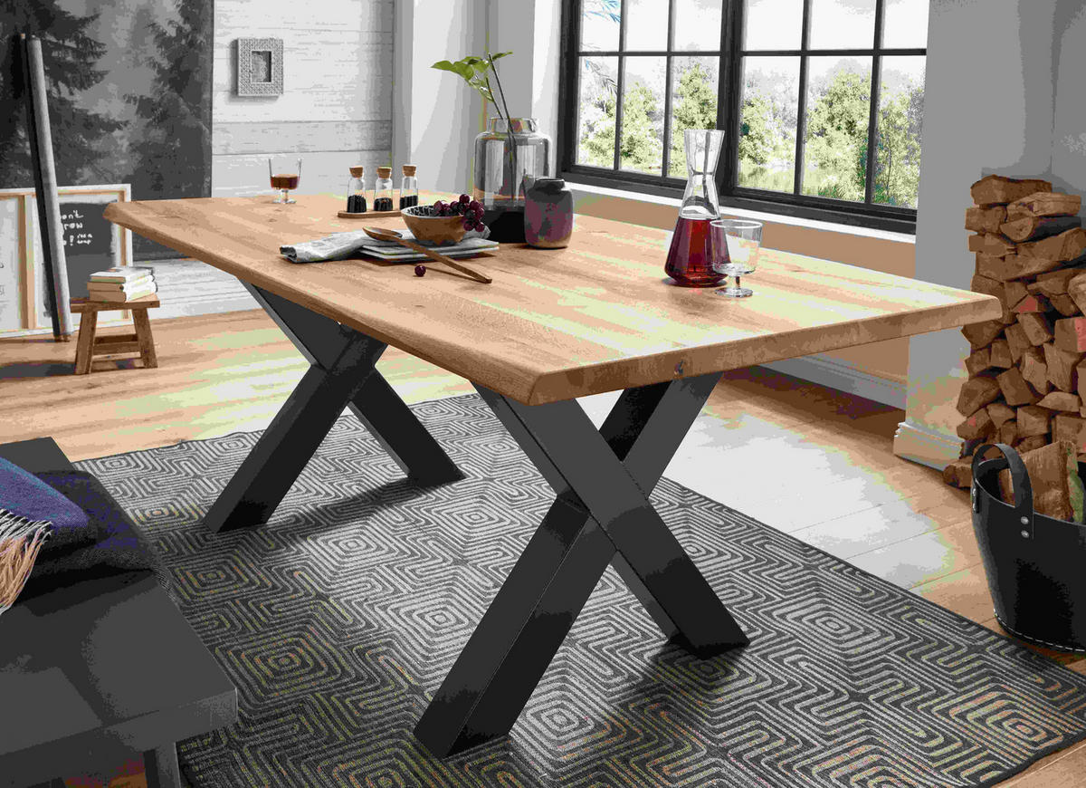 ESSTISCH in Holz 260/100/75 cm  - Wildeiche/Schwarz, LIFESTYLE, Holz/Metall (260/100/75cm) - Linea Natura