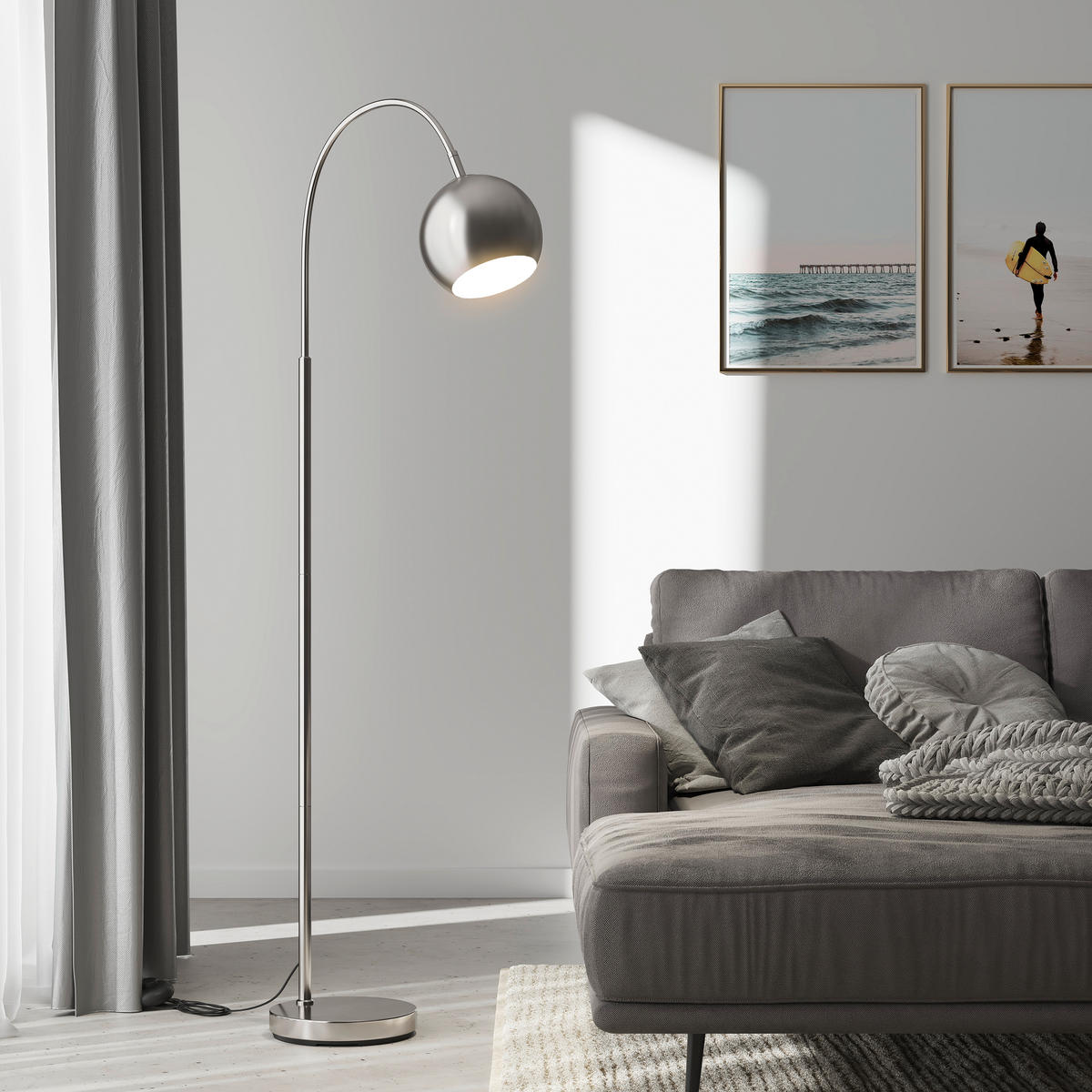 STEHLEUCHTE 46/25/150 cm    - Weiß/Nickelfarben, Basics, Kunststoff/Metall (46/25/150cm)