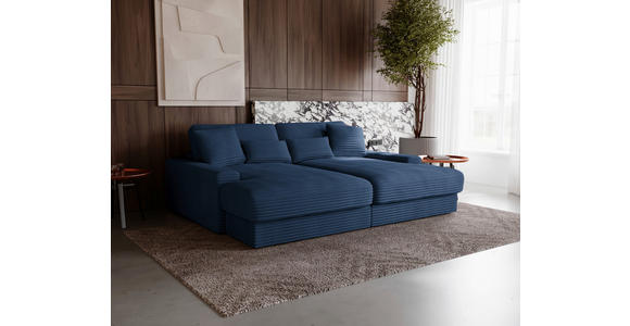 BIGSOFA in Cord Dunkelblau - Schwarz/Dunkelblau, MODERN, Kunststoff/Textil (230/85/190cm) - Carryhome