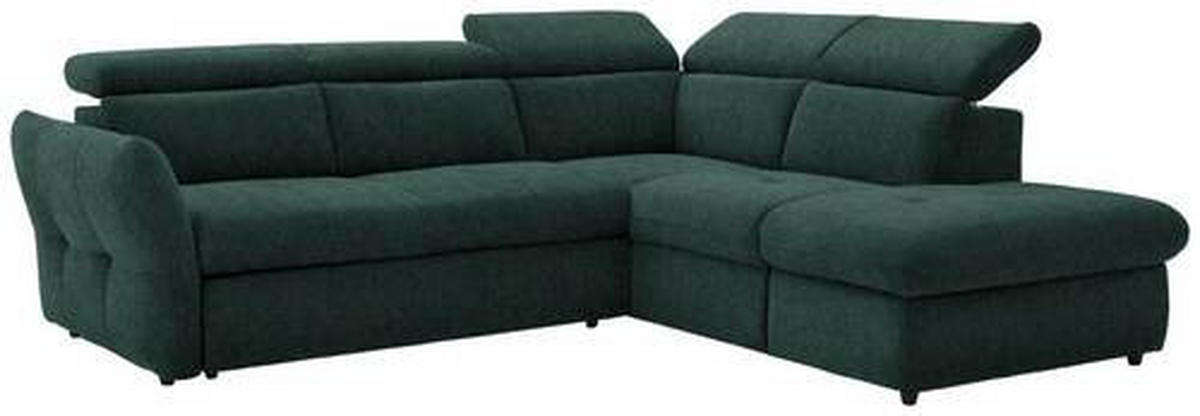 ECKSOFA in Velours Dunkelgrün  254/224 cm  - Dunkelgrün/Schwarz, Design, Kunststoff/Textil (254/224cm) - Stylife