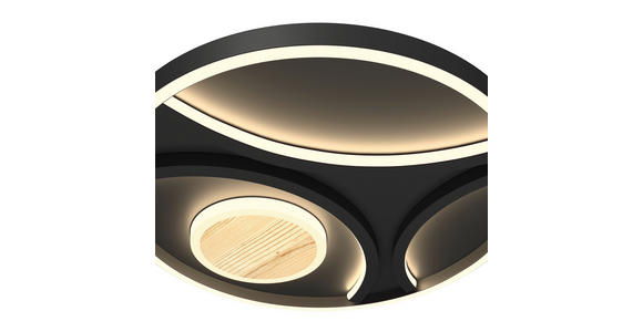 LED-DECKENLEUCHTE 39/5 cm   - Schwarz, Natur, Metall (39/5cm) - Novel