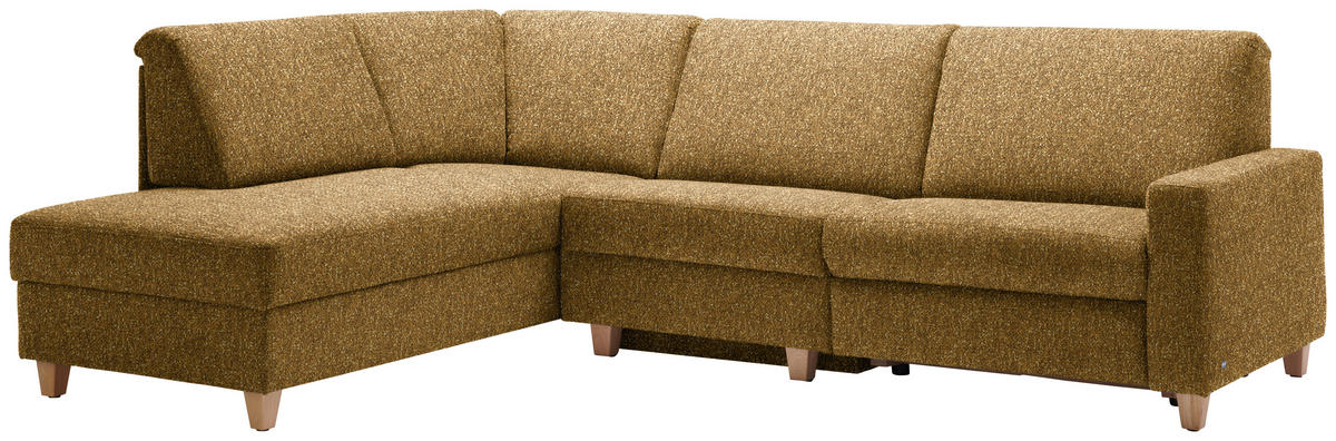 ECKSOFA  in Mikrovelours Senfgelb  203/261 cm  - Eichefarben/Senfgelb, KONVENTIONELL, Holz/Textil (203/261cm) - Sedda
