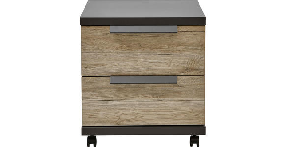 ROLLCONTAINER - Eichefarben/Graphitfarben, KONVENTIONELL, Holzwerkstoff/Kunststoff (48/52/42cm) - Voleo
