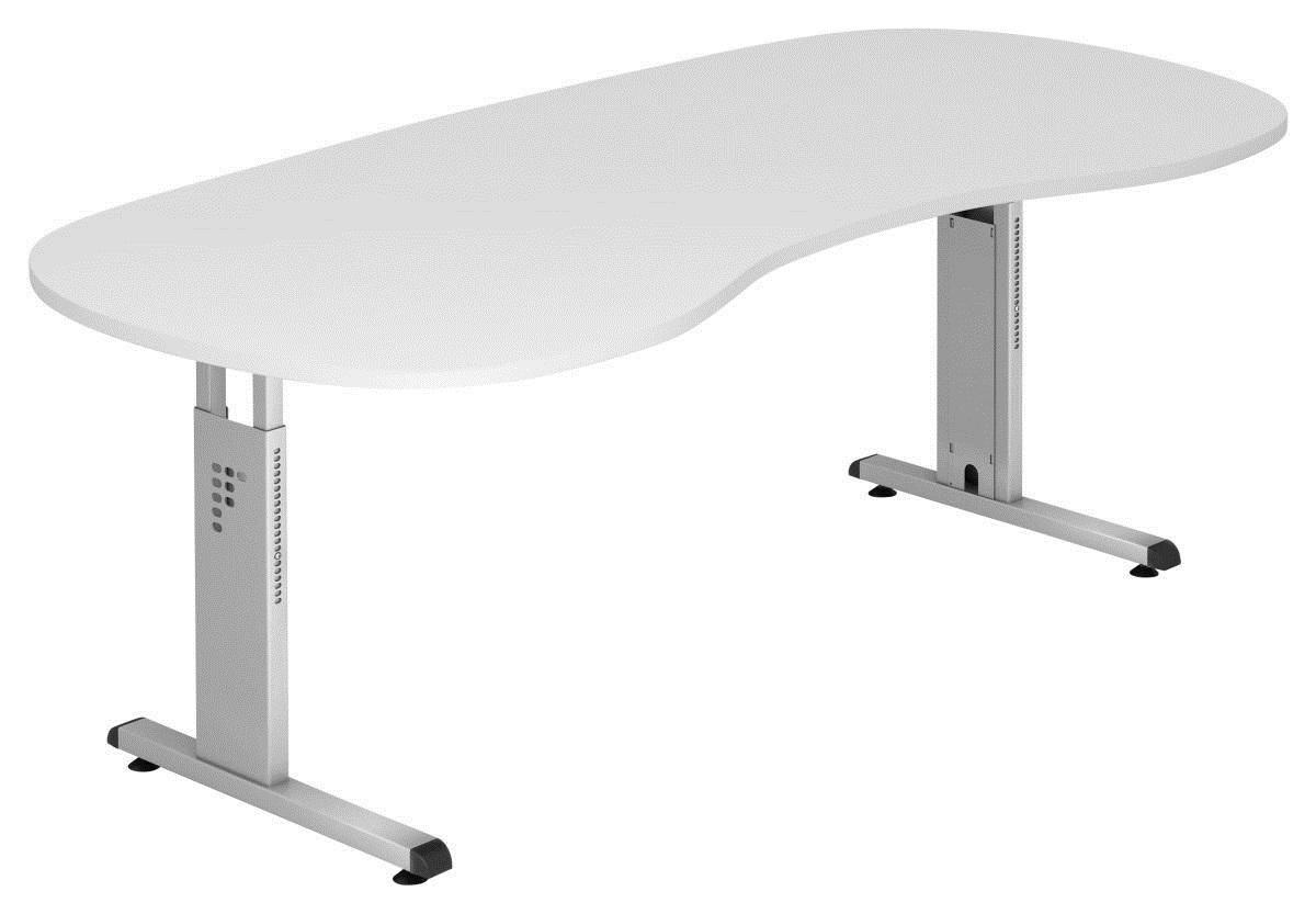 SCHREIBTISCH 200/100/65-85 cm  in Weiß  - Silberfarben/Weiß, KONVENTIONELL, Holzwerkstoff/Metall (200/100/65-85cm) - Venda