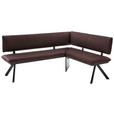 ECKBANK 205/165 cm  in Schwarz, Dunkelbraun  - Dunkelbraun/Schwarz, MODERN, Textil/Metall (205/165cm) - Cantus