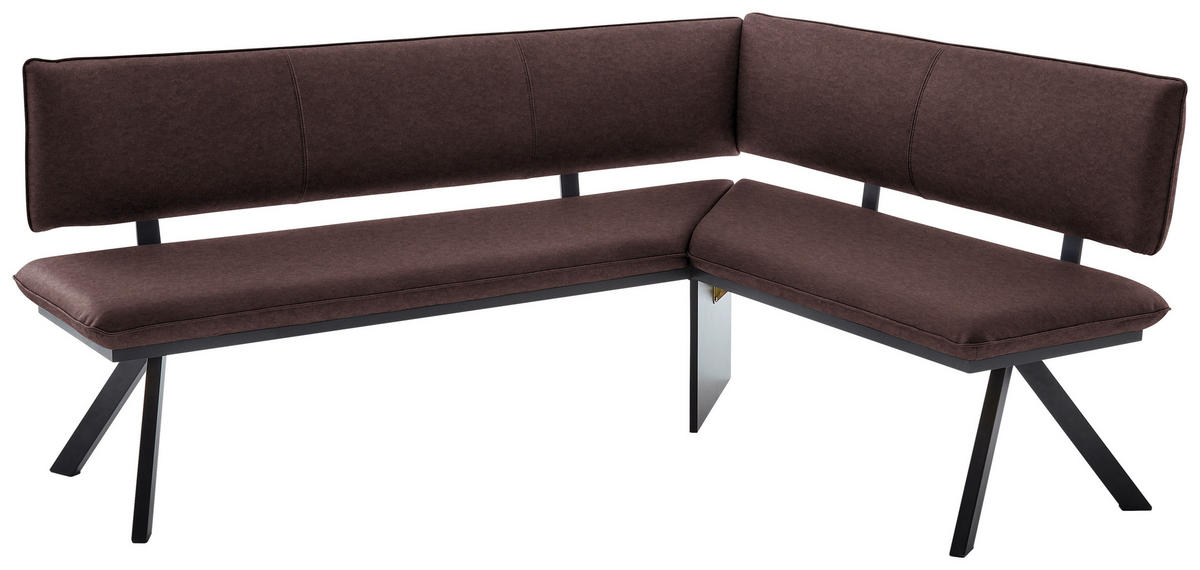 ECKBANK 180/140 cm  in Schwarz, Dunkelbraun  - Dunkelbraun/Schwarz, MODERN, Textil/Metall (180/140cm) - Cantus