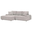 Ecksofa mit Funktion Grau Flachgewebe Zierkissen, Rückenkissen, Bettkasten, Schlaffunktion, Rücken echt, Liegefläche im Originalstoff  - Schwarz/Grau, KONVENTIONELL, Kunststoff/Textil (190/277cm) - Carryhome