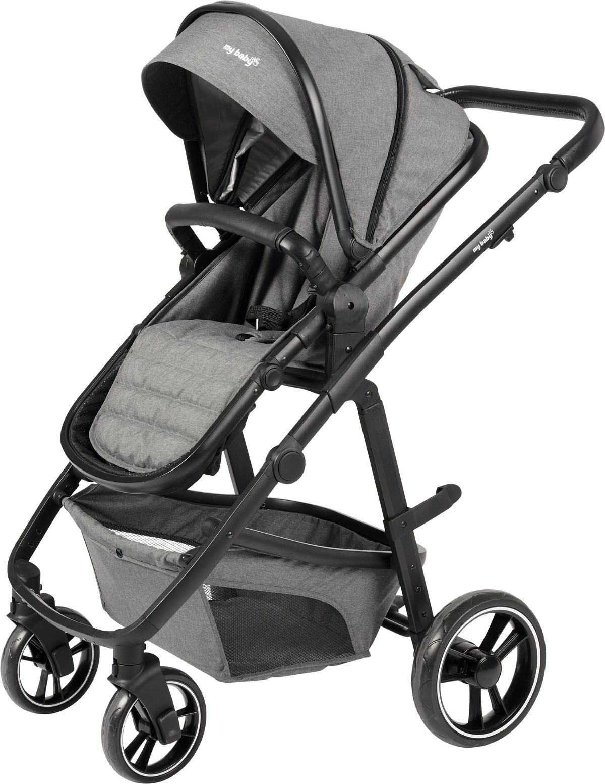 KINDERWAGENSET  Korfu   - Dunkelgrau/Schwarz, Basics, Kunststoff/Textil - My Baby Lou
