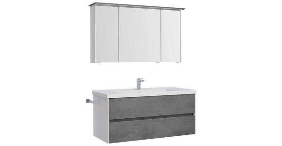 BADEZIMMER - Dunkelgrau/Weiß, Design, Glas/Keramik (121cm) - Dieter Knoll