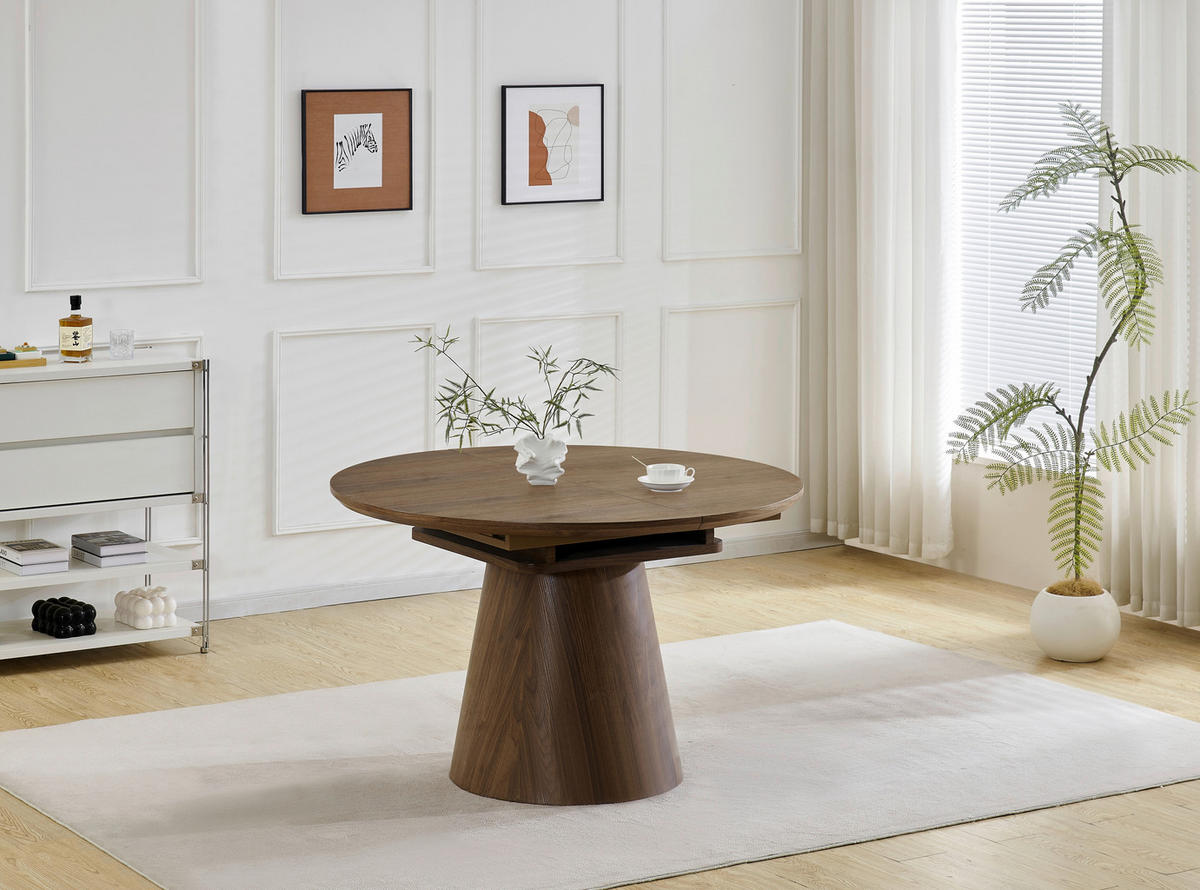 ESSTISCH 120-160/120/76 cm Echtholz, Nachbildung  Holz, Holzwerkstoff ausziehbar oval Walnussfarben  - Walnussfarben, MODERN, Holz/Holzwerkstoff (120-160/120/76cm) - P & B