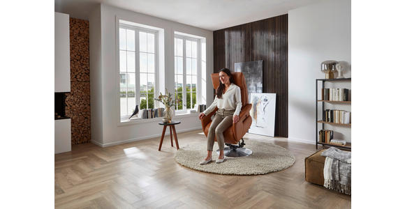 RELAXSESSEL in Leder Braun - Edelstahlfarben/Braun, Design, Leder/Metall (78/112/85cm) - Cantus