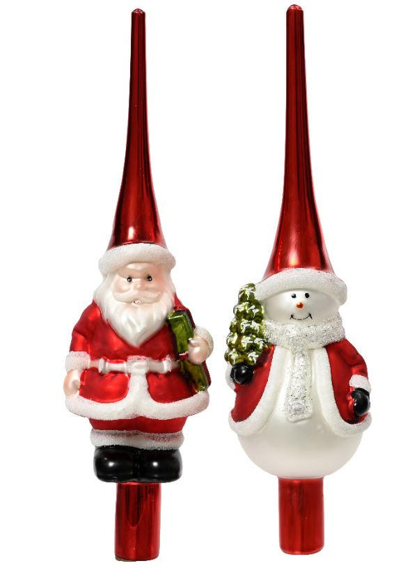 ŠPIC NA VIANOČNÝ STROMČEK - biela/červená, Konventionell, sklo (8,00cm)