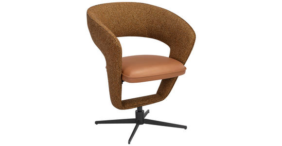 ARMLEHNSTUHL in Eisen Mikrofaser, Webstoff - Rostfarben/Schwarz, Design, Textil/Metall (62/84/62cm) - Moderano