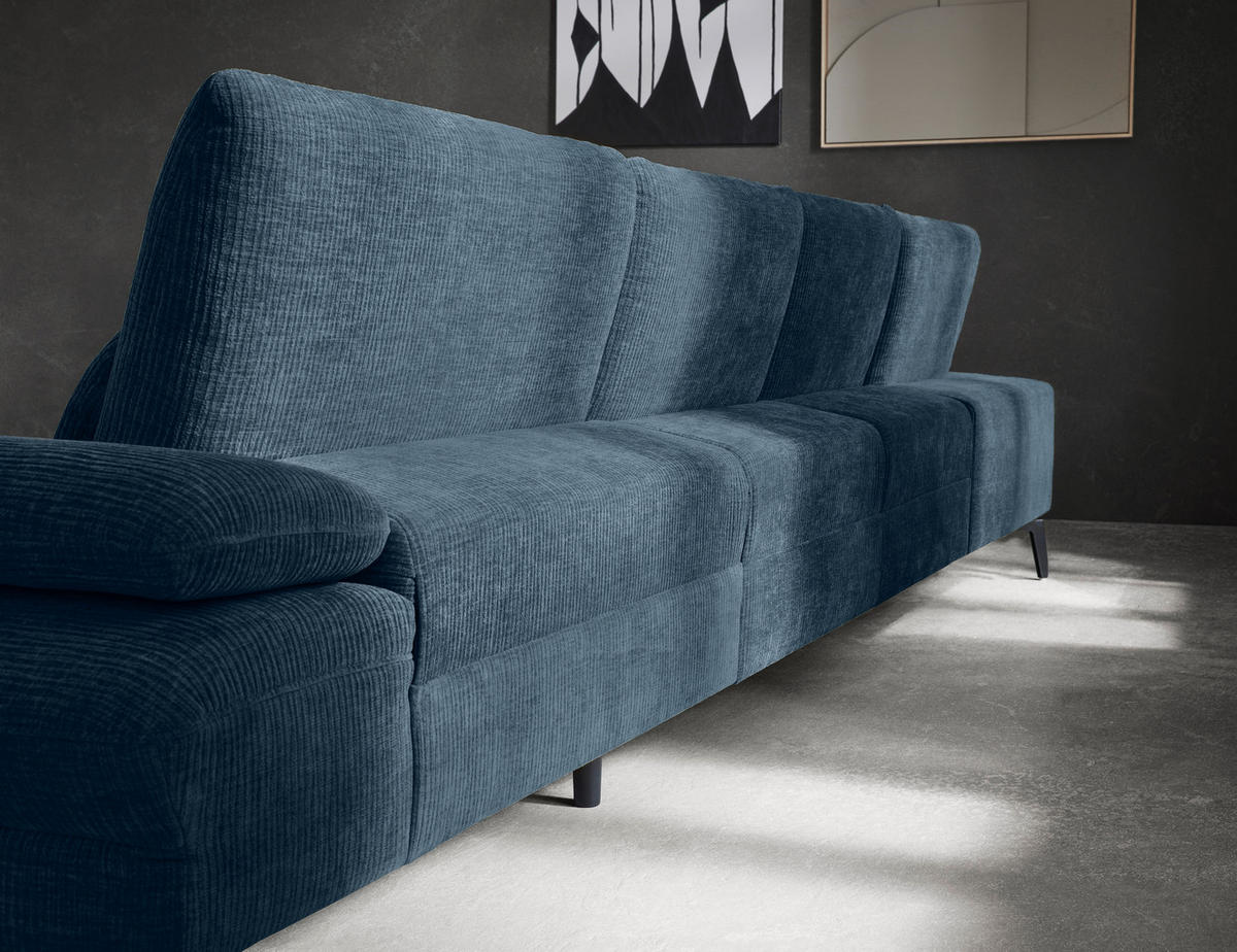 WOHNLANDSCHAFT in Webstoff Blau  - Blau/Schwarz, Design, Textil/Metall (208/354/157cm) - Dieter Knoll