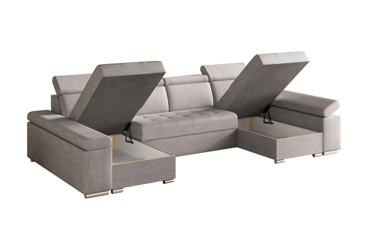 WOHNLANDSCHAFT TORONTO U Hellgrau Webstoff  - Silberfarben/Hellgrau, Design, Textil (168/330/168cm) - MID.YOU