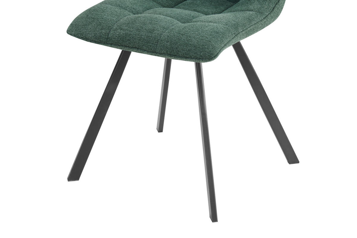 STUHL Leinenoptik Schwarz, Dunkelgrün  - Dunkelgrün/Schwarz, Design, Textil/Metall (47/86/61cm) - Xora