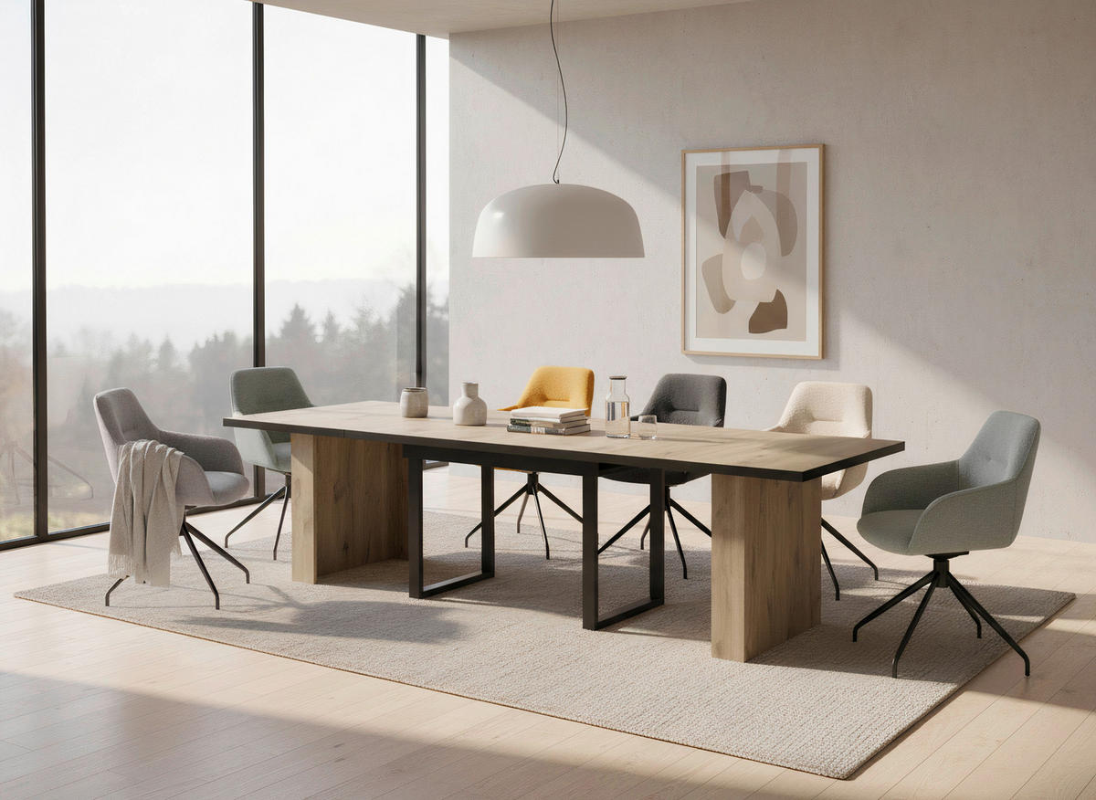 ARMLEHNSTUHL-SET 2 Stück  in Stahl Webstoff, Mikrofaser  - Anthrazit/Schwarz, MODERN, Textil/Metall (56/83/60cm) - MID.YOU