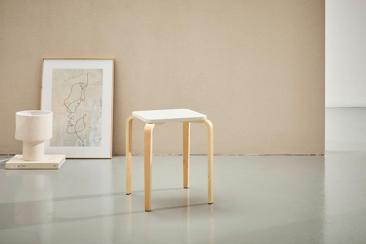 STAPELHOCKER Naturfarben, Weiß  - Naturfarben/Weiß, Basics, Holz (33/45/33cm) - Boxxx