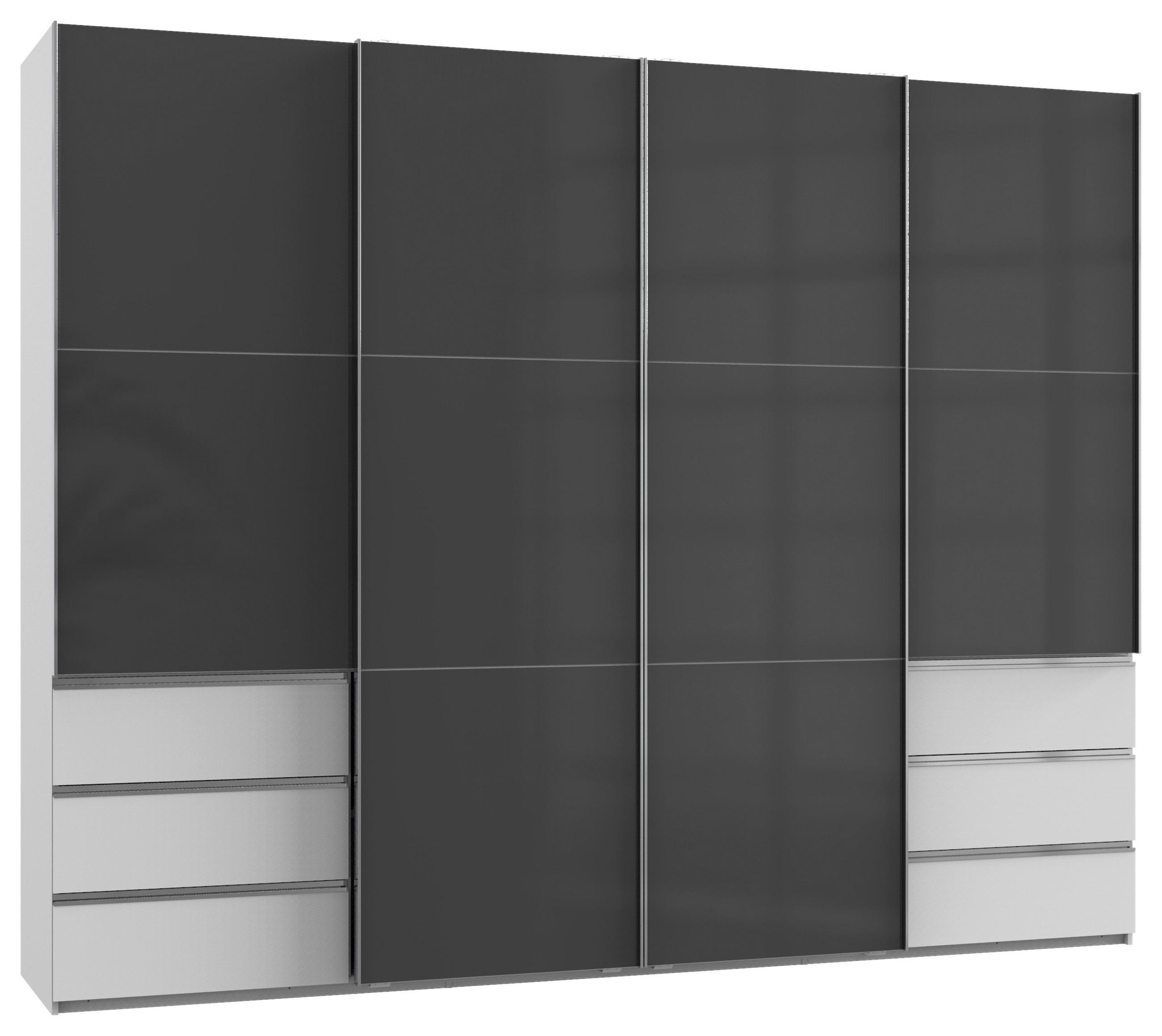 SCHWEBETÜRENSCHRANK 300/236/65 cm 4-türig Grau, Weiß  - Chromfarben/Weiß, MODERN, Holzwerkstoff (300/236/65cm) - MID.YOU