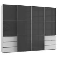 SCHWEBETÜRENSCHRANK 300/236/65 cm 4-türig Grau, Weiß  - Chromfarben/Weiß, MODERN, Holzwerkstoff (300/236/65cm) - MID.YOU