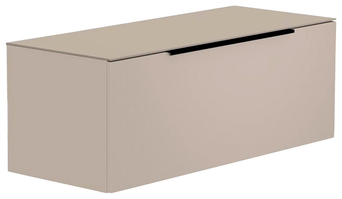 LOWBOARD  in 110/56/45 cm  - Sandfarben/Schwarz, Design, Glas/Holzwerkstoff (110/56/45cm) - Moderano