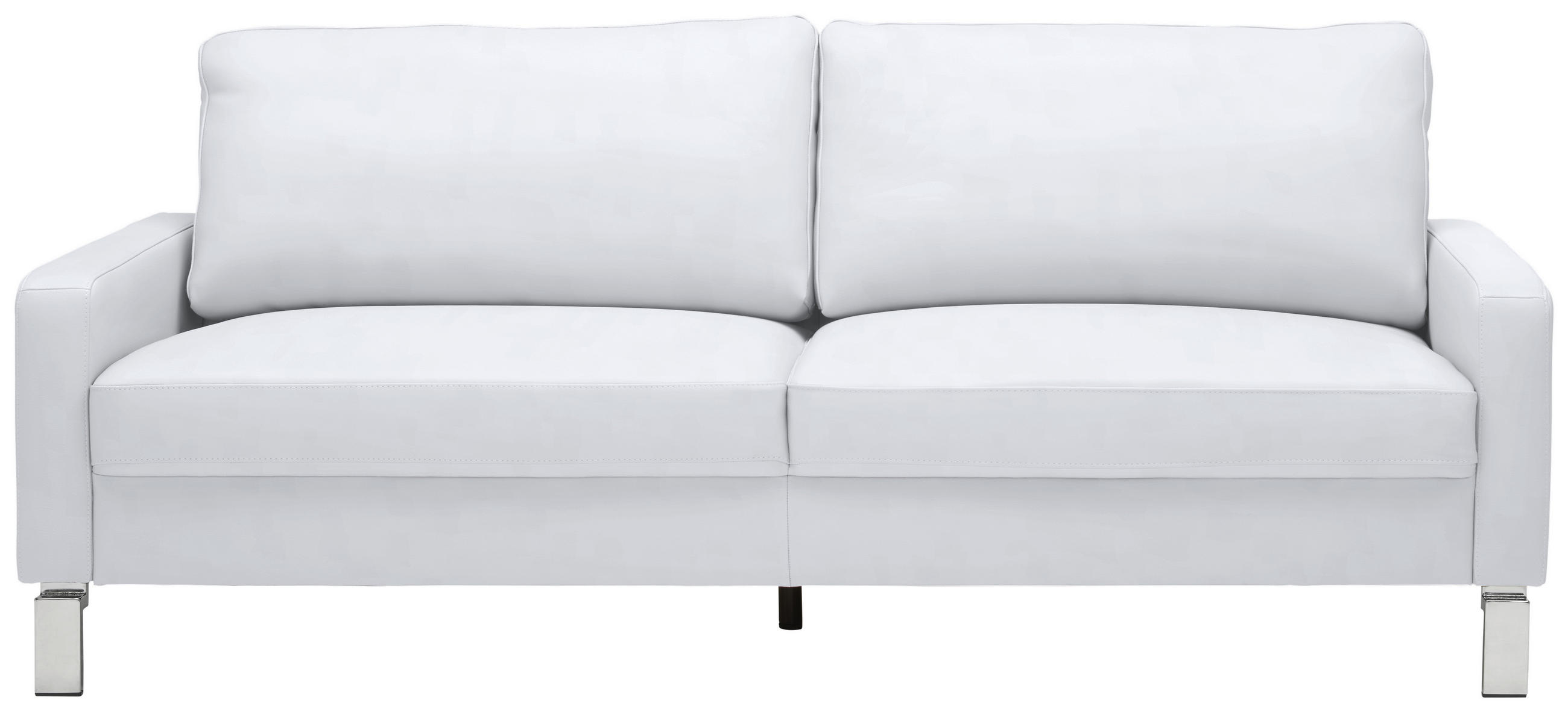 3-SITZER-SOFA Echtleder Weiss  - Chromfarben/Weiss, Design, Leder/Metall (204/81/97cm) - Pure Home Lifestyle