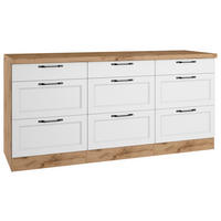 KÜCHENUNTERSCHRANK 180/86/60 cm  in Weiß, Eiche Wotan  - Eiche Wotan/Schwarz, LIFESTYLE, Holzwerkstoff/Metall (180/86/60cm) - Held