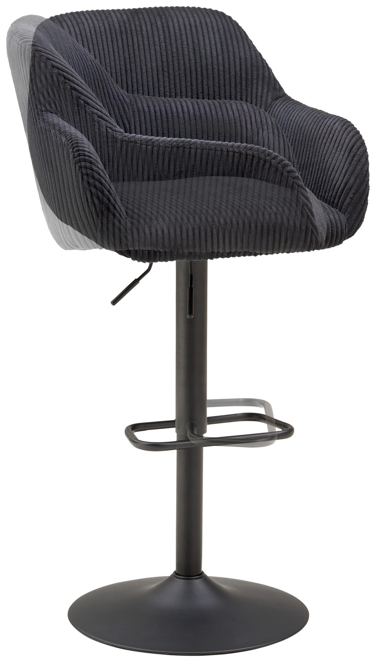 BARHOCKER in Metall, Textil Schwarz  - Schwarz, LIFESTYLE, Textil/Metall (44/95-117/55cm) - Livetastic