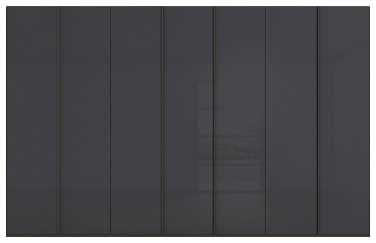 DREHTÜRENSCHRANK 350/223/60 cm,  in Graphitfarben, 7-türig  - Graphitfarben, Basics, Glas/Holzwerkstoff (350/223/60cm) - Novel