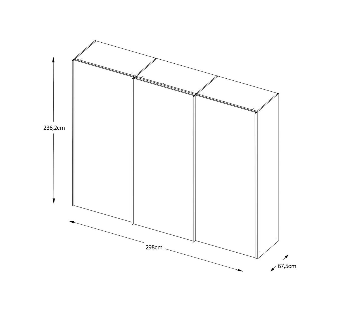 SCHWEBETÜRENSCHRANK in Sonoma Eiche  - Graphitfarben/Sonoma Eiche, Design, Holzwerkstoff/Metall (298/240/68cm) - Moderano